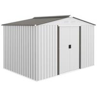 Outsunny 9 x 6FT Galvanised Garden Storage Shed with Sliding Door, Silver