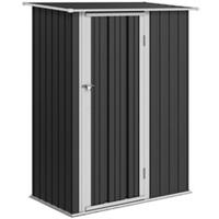Outsunny Outdoor Storage Shed Steel Garden Shed w/ Lockable Door Dark Grey