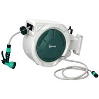 Outsunny Retractable Hose Reel Wall Mounted with Lock, Light Grey