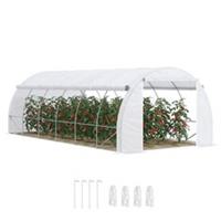 Outsunny 6 x 3 x 2 m Polytunnel Greenhouse Pollytunnel Tent w/ Steel Frame White