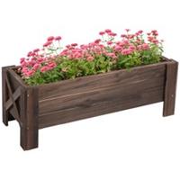 (100 x 36.5 x 36 cm, Carbonized) Outsunny Wooden Garden Raised Bed