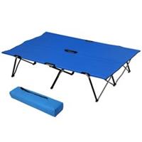 Outsunny Double Camping Folding Cot Outdoor Portable Sleeping Bed, Blue