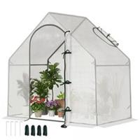 Outsunny Walk-In Portable Greenhouse Mini Grown House Steel Frame Window White