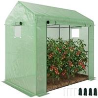 Outsunny Walk-in Green House with Roll-up Door and Mesh Windows, 200x140x200cm