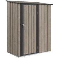 Outsunny Outdoor Storage Shed Steel Garden Shed w/ Lockable Door Light Grey