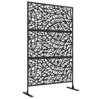 Outsunny 6.5FT Metal Outdoor Privacy Screen Panel w/ Stand, Twisted Lines