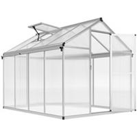 Outsunny 8x6ft Aluminium Greenhouse with/ Door Window Galvanised Base PC Panel