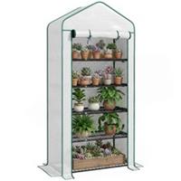 Outsunny Widened Mini Greenhouse 5 Tier Green House, 193H x 90W x 49Dcm, White