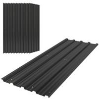 Outsunny Pack of 12 Corrugated Metal Roofing Sheets for Greenhouse, Black