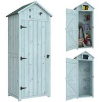 Outsunny Wooden Garden Storage Shed Tool Storage Box, 77 x 54 x 179 cm, Blue