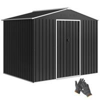 Outsunny 8 x 6ft Metal Garden Storage Shed with Double Door, Dark Grey