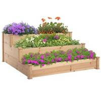 Outsunny Wooden Raised Bed 3-Tier Planter Kit Elevated Plant Box 124x124x56cm