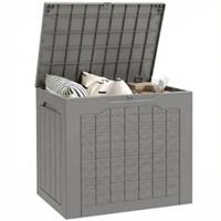 Outsunny 97L Plastic Garden Storage Box, Storage Container w/ Handles Khaki