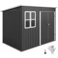 Outsunny 8.5 x 6ft Galvanised Steel Garden Shed with Foundation Kit, Grey