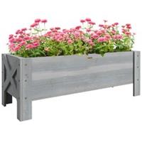 (58L, 100 x 36.5 x 36 cm, Grey) Outsunny Wooden Garden Raised Bed Planter