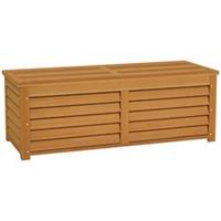 Outsunny 292L Outdoor Wooden Deck Storage Box for Patio, Pool, Light Brown