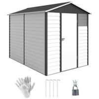 Outsunny 9'x6' Galvanised Metal Garden Shed Tool Storage Shed for Patio Grey
