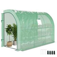 Outsunny Walk-In Tunnel Wall Greenhouse with Windows and Doors, 2 Tiers