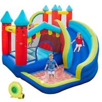 Outsunny Kids Bouncy Castle w/ Slide, Pool, Trampoline, Climbing Wall, Blower