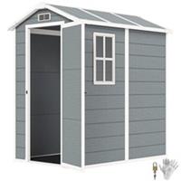 Outsunny 4 x 6ft Plastic Garden Shed with Floor, Window and Lockable Door