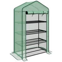Outsunny 90 x 49 x 160cm Portable Mini Greenhouse with Shelves, Green