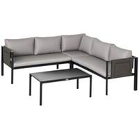 Outsunny 4 Piece Garden Furniture Set w/ Breathable Mesh Pocket, Light Grey