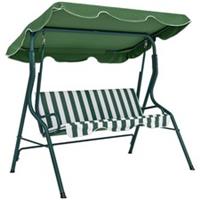 Outsunny 3-person Garden Swing Chair w/ Adjustable Canopy, Green Stripes
