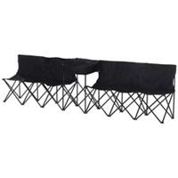 Outsunny 6 Seat Camping Bench Folding Portable Outdoor with Cooler Bag Black