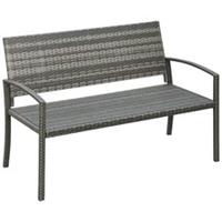 Outsunny Patio Rattan 2 Seater Garden Bench Love Seater Garden Armchair Grey