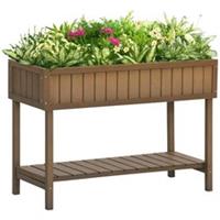 Outsunny Wooden Herb Planter Stand 8 Cubes Bottom Shelf Raised Bed Brown