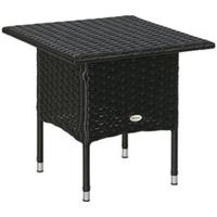 Outsunny PE Rattan Outdoor Coffee Table, Easy Match Rattan Side Table, Black
