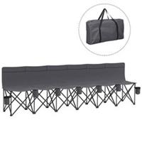 Outsunny 6 Seater Folding Bench Camping Chair with Cup Holder, Charcoal Grey