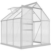 Outsunny Polycarbonate Walk-in Garden Greenhouse w/ Sliding Door Silver Tone