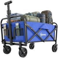 Outsunny 93L Festival Trolley, 100kg Heavy Duty Folding Trolley Cart, Blue