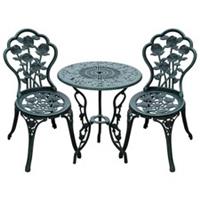 Outsunny 3 Pieces Bistro Set Furniture Garden Balcony Table 2 Chairs Green