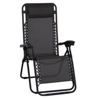 Outsunny Zero Gravity Chair Metal Frame, Reclining Lounger w/ Pillow Black