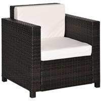 Outsunny Rattan Garden Armchair, Cushioned Single Rattan Chair, Brown