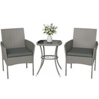 Outsunny 3 Piece Rattan Bistro Set with 2 Tier Glass-Top Table, Chairs