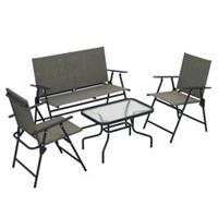 Outsunny Patio Furniture Set, Garden Set w/ Table, Foldable Chairs, a Loveseat