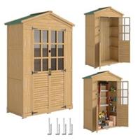 Outsunny Wooden Small Garden Outdoor Storage Cabinet Waterproof Light Brown