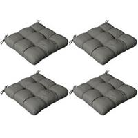 Outsunny Set of 4 Outdoor Seat Cushion with Ties, for Garden Furniture, Grey