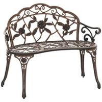 Outsunny Garden Bench Porch Park Seat Vintage Rose Style Cast Aluminium