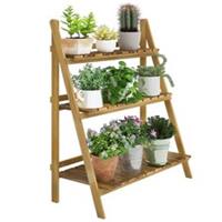 Outsunny Wooden Flower Pot Rack Holder Fold Storage Shelf Stand Vegetable