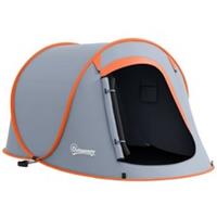 Outsunny Pop up Camping Tent for 2 Man, 2000mm Waterproof with Carry Bag, Grey