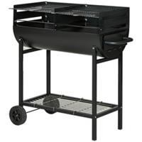 Outsunny Trolley Charcoal Barbecue Grill Cart 2 Rolling Wheels Black