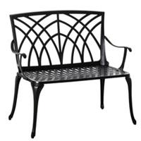Outsunny 2-Seater Cast Aluminium Garden Bench Loveseat Ergonomic Armrest