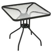Outsunny Square Patio Table, Glass Top Garden Dining Table 76 x 76cm