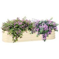 Outsunny Galvanised Raised Garden Bed with Safety Edging, Cream White