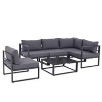 Outsunny 5 Seater Aluminium Extra Deep Garden Furniture Set w/ Table, Grey