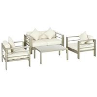 Outsunny 4 PCs Aluminium Garden Furniture Set w/ Thick Padded Cushion